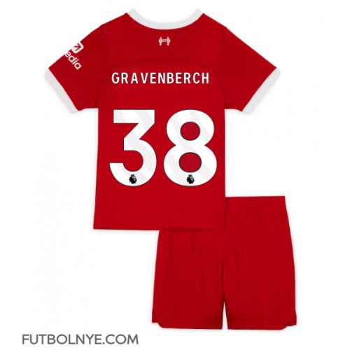 Camiseta Liverpool Ryan Gravenberch #38 Primera Equipación para niños 2023-24 manga corta (+ pantalones cortos)